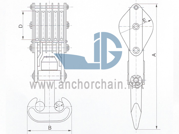ZHC سری 5 بلوک طناب سیمی برای قلاب دوقلو کشتی